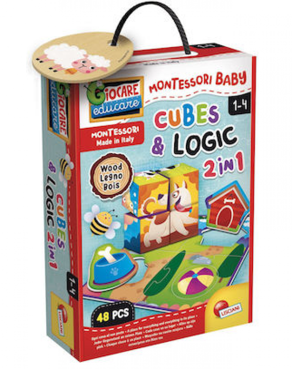 MONTESSORI BABY WOOD CUBES AND LOGIC 2 IN 1