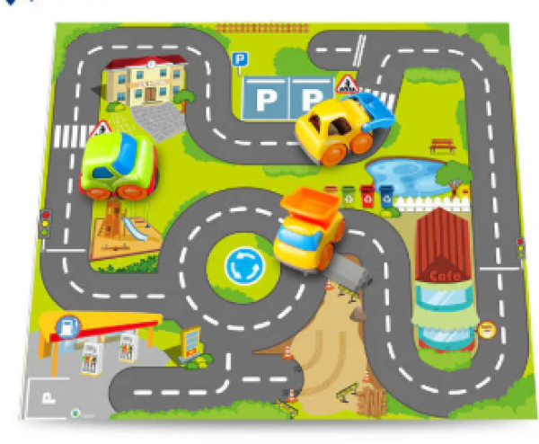 KIDZ 2 GO MINI CAR SET 3 WITH PLAYMAT 80x70 cm (KINA)