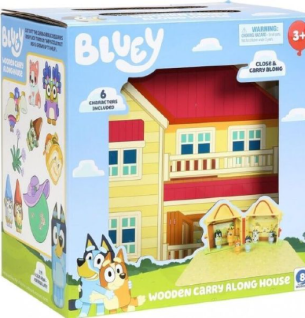 BLUEY ΞΥΛΙΝΟ ΣΠΙΤΙ ΜΕ 6 ΦΙΓΟΥΡΕΣ (ΚΙΝΑ)