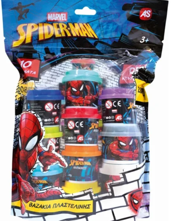 10 ΒΑΖΑΚΙΑ ΠΛΑΣΤΕΛΙΝΗΣ 10Ζ ΣΕ ΣΑΚΟΥΛΑΚΙ SPIDER-MAN EVERGREEN (KINA)