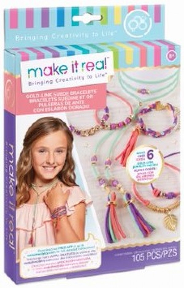 MAKE IT REAL GOLD LINK SUEDE BRACELETS